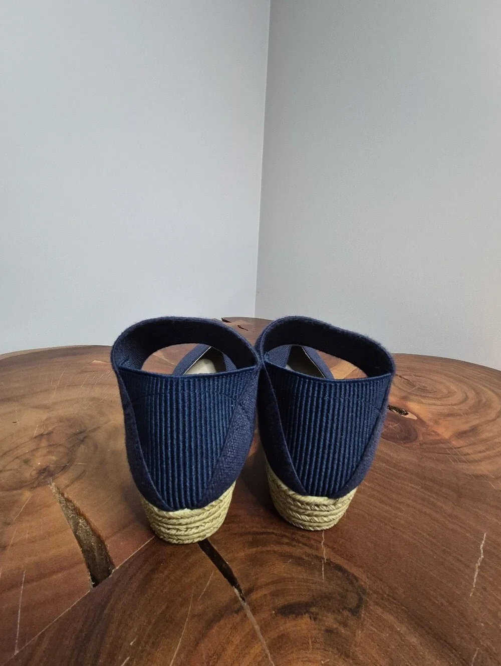 Charleston Shoe Co. Chloe Low Espadrille Wedge Sandal Navy Blue - 9